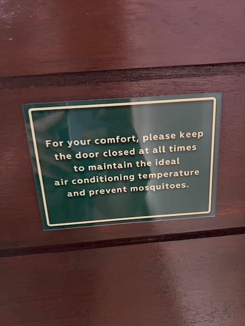 You have to keep the bathroom door closed because it's open-air and has mosquitos and no A/C