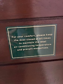 You have to keep the bathroom door closed because it's open-air and has mosquitos and no A/C