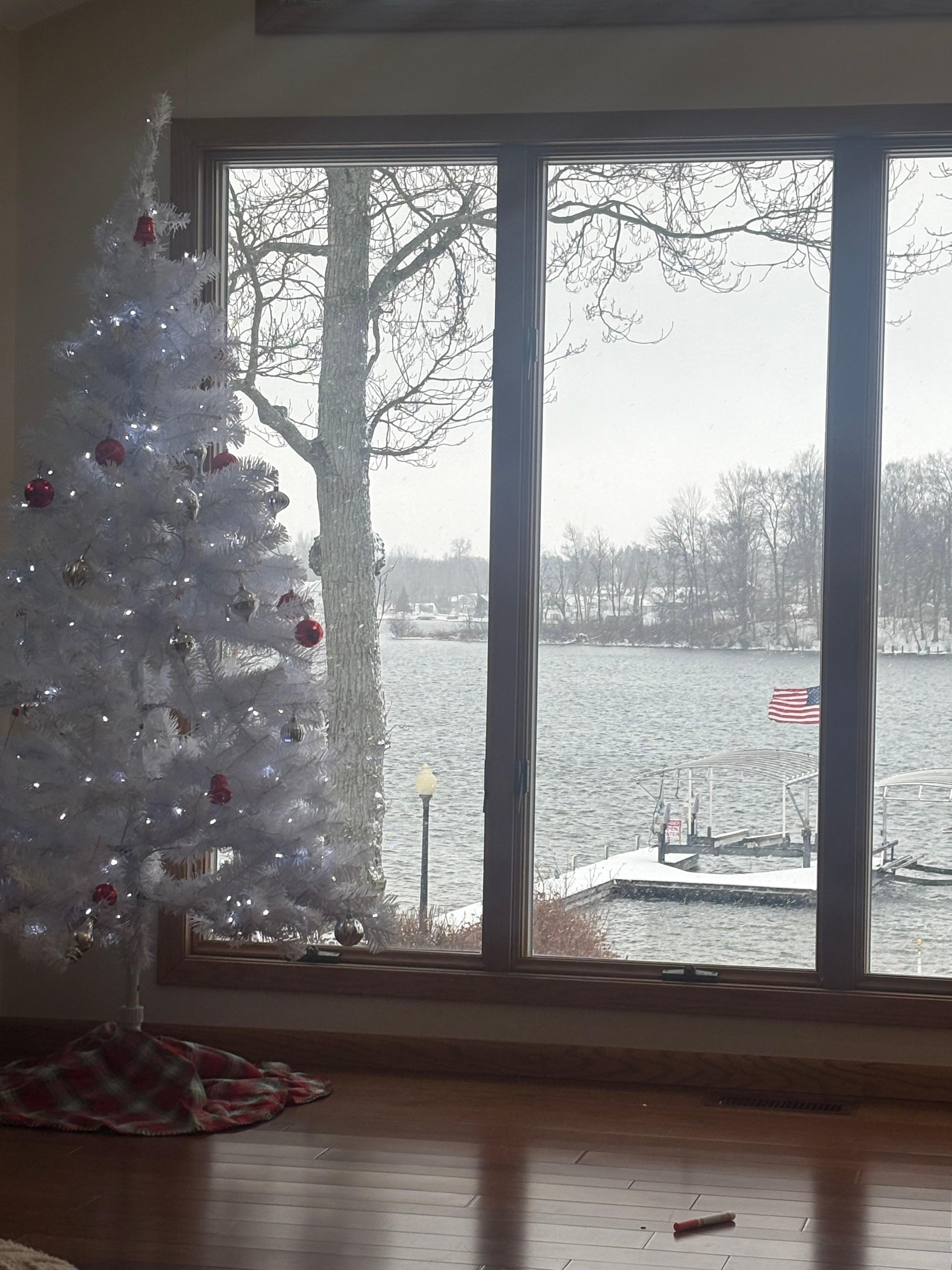 Rain. Then 60 degrees. Wind.  Then snow and Ice.   Michigan!   Got to see the pretty lake through it all. 