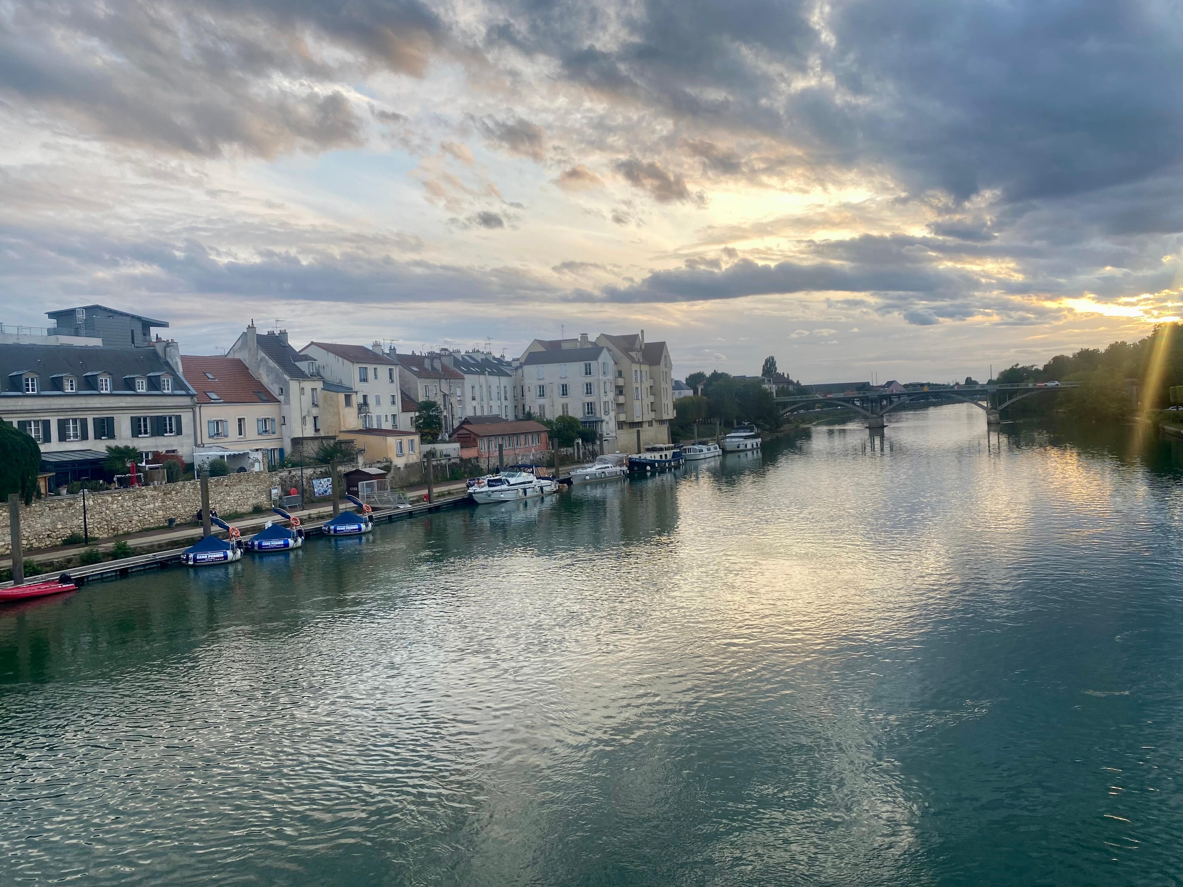 beautiful view on bridge between home and train station 