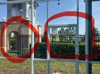 Red square shows security gates to access neighborhood. Backyard completely open for anyone to walk in.