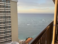 In the morning watching surfers from lanai