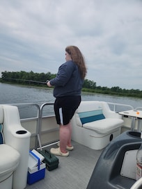 Out on Lake St Helen looking for the big catch!