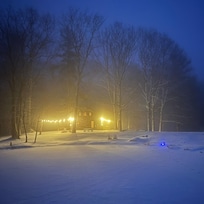 View of the cabin from the edge of the property