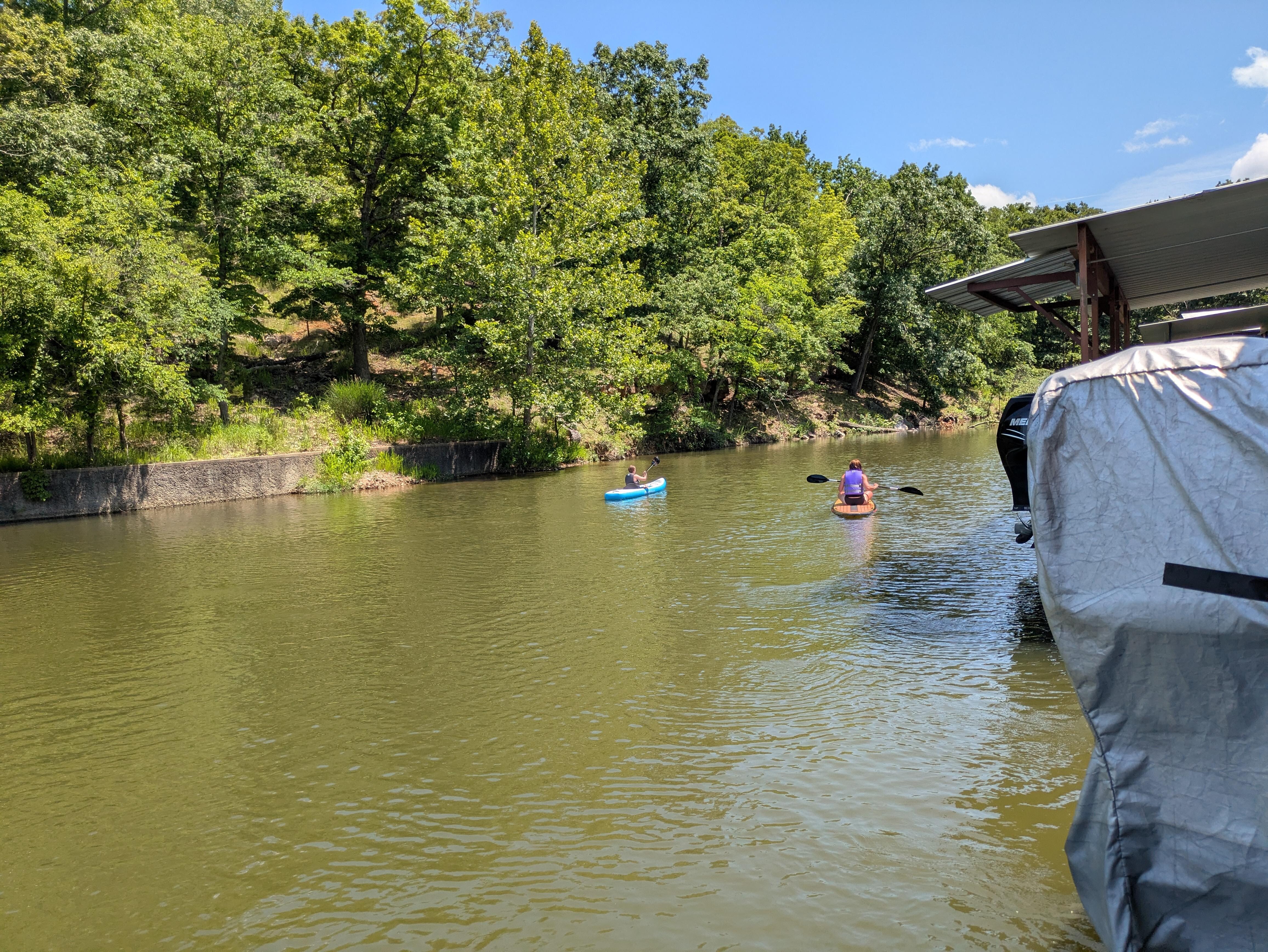 The cove is perfect for kayaking and paddle boarding. 