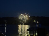 Lots of fireworks going off all over the lake. So fun!