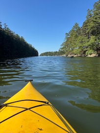 Kayaking included, just steps from the cottage.