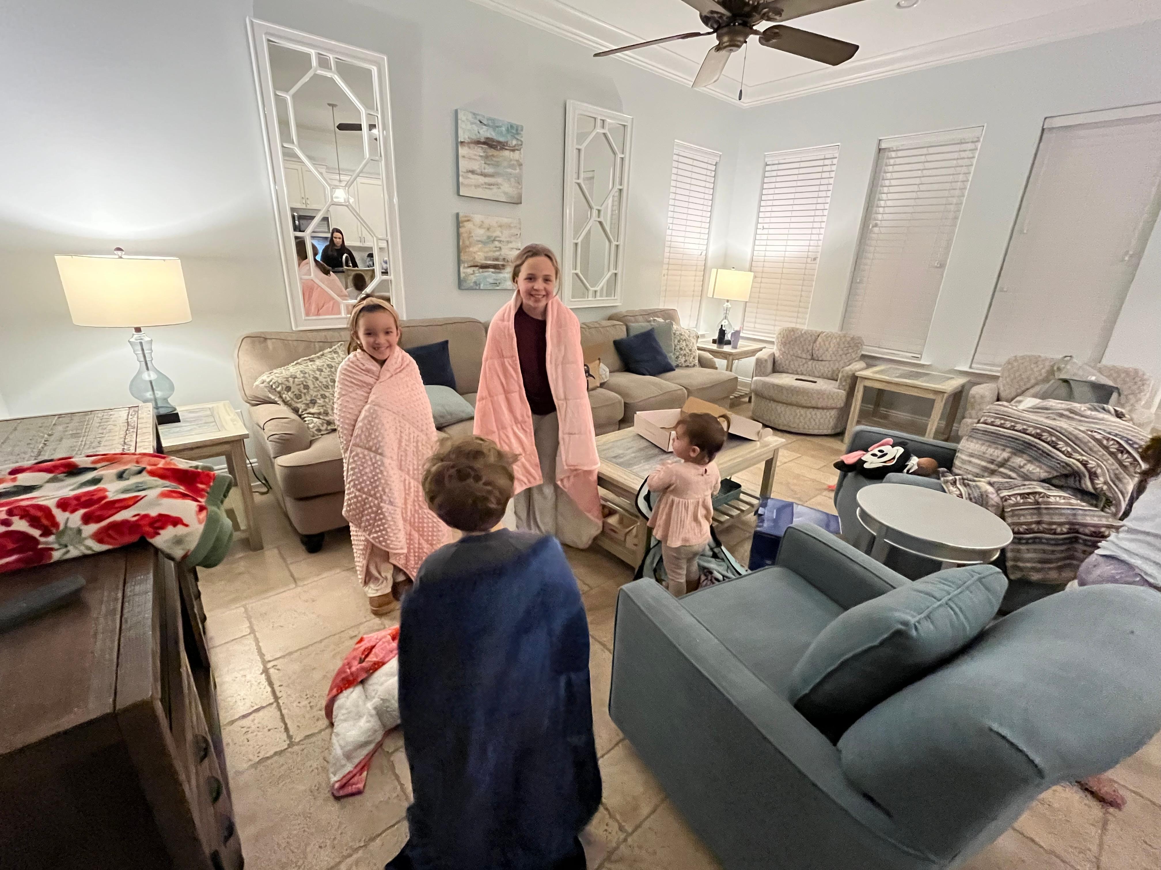 The lr furniture was so comfy. Four chairs swivel and the couch seats 6 comfortably . 