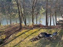 The view of the point and firepit from the porch