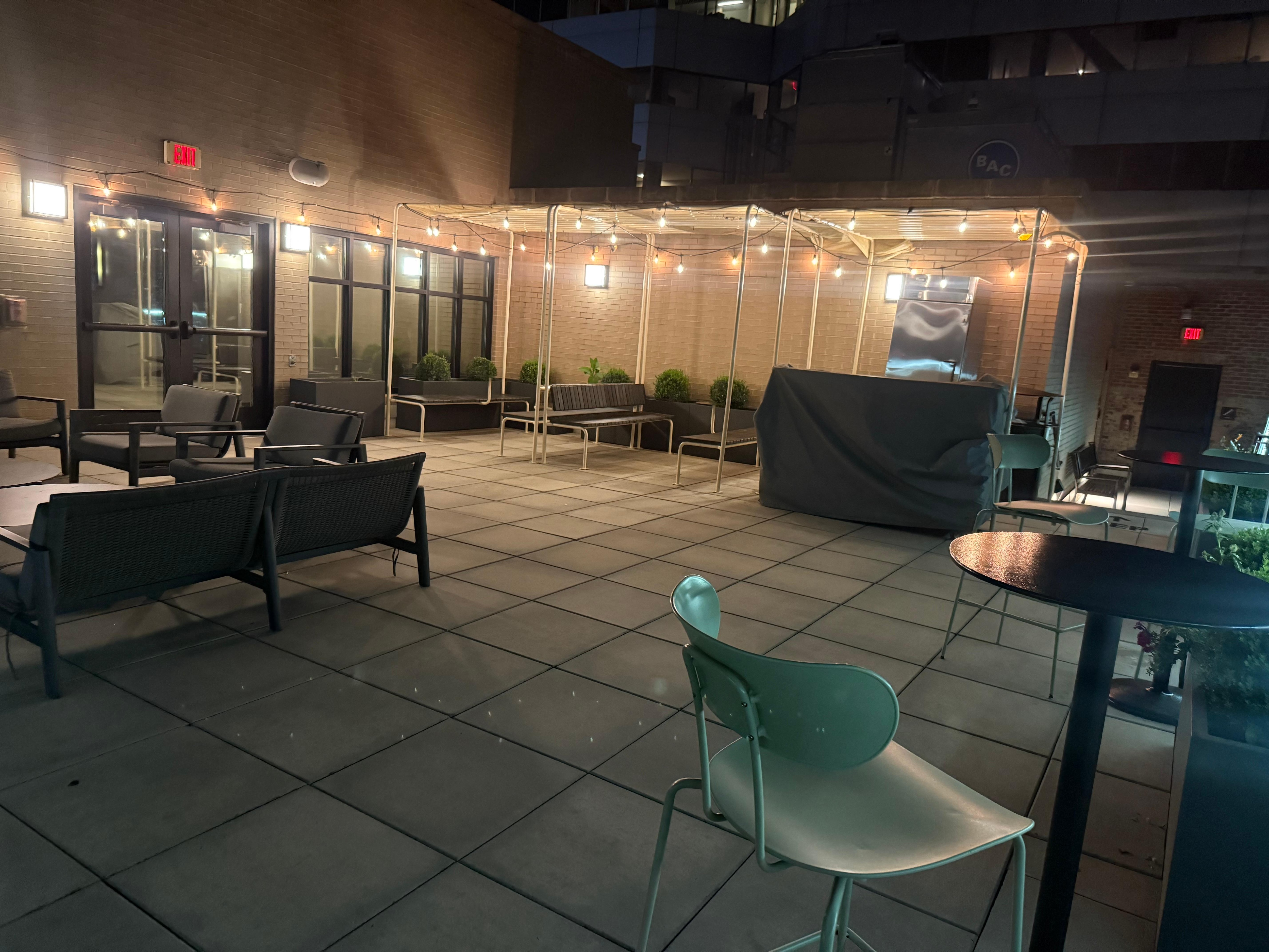 The roof top lounge area