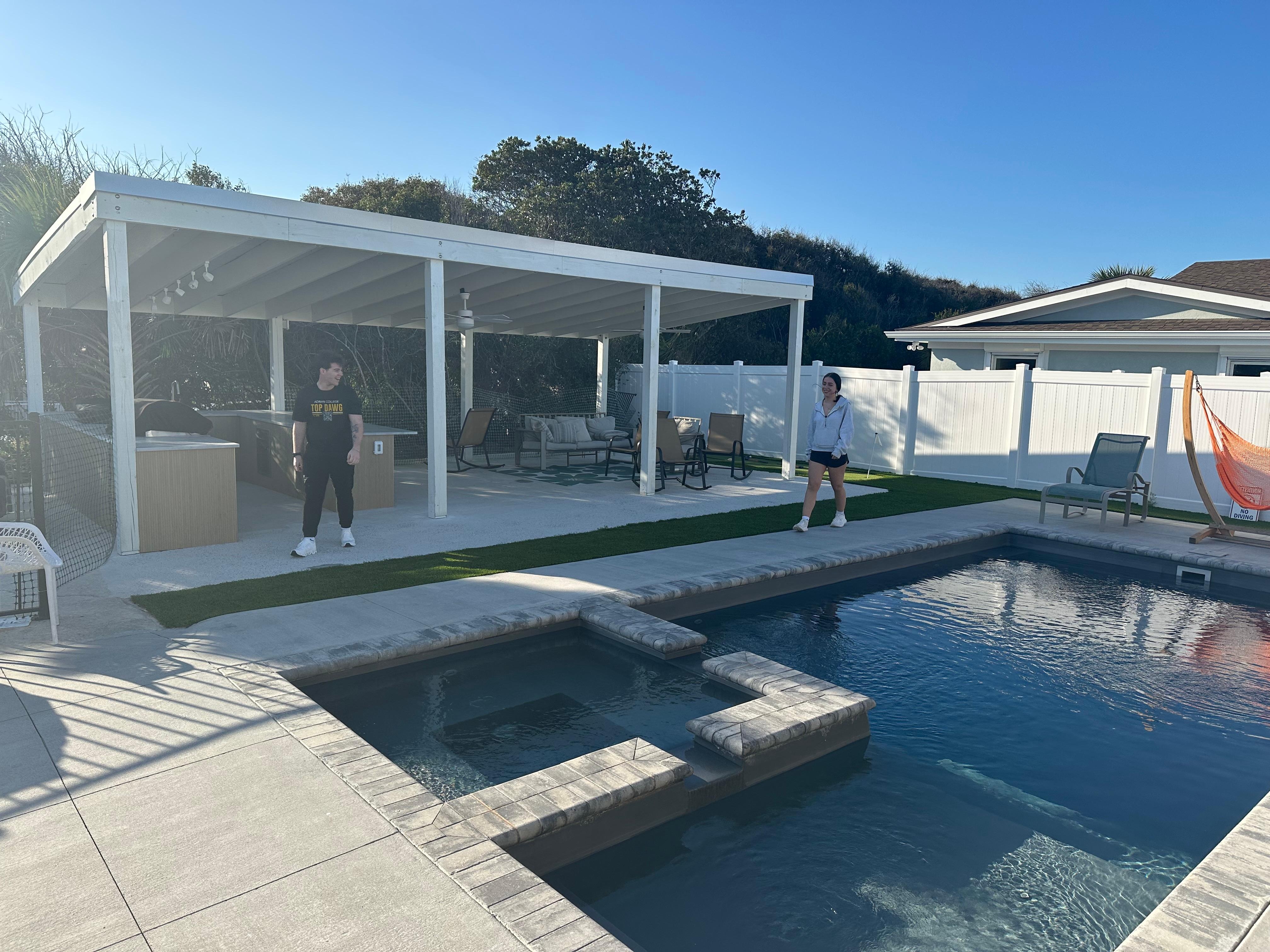 Forgot to say the outdoor kitchen with grill and blackstone was so great! Pictured within this one