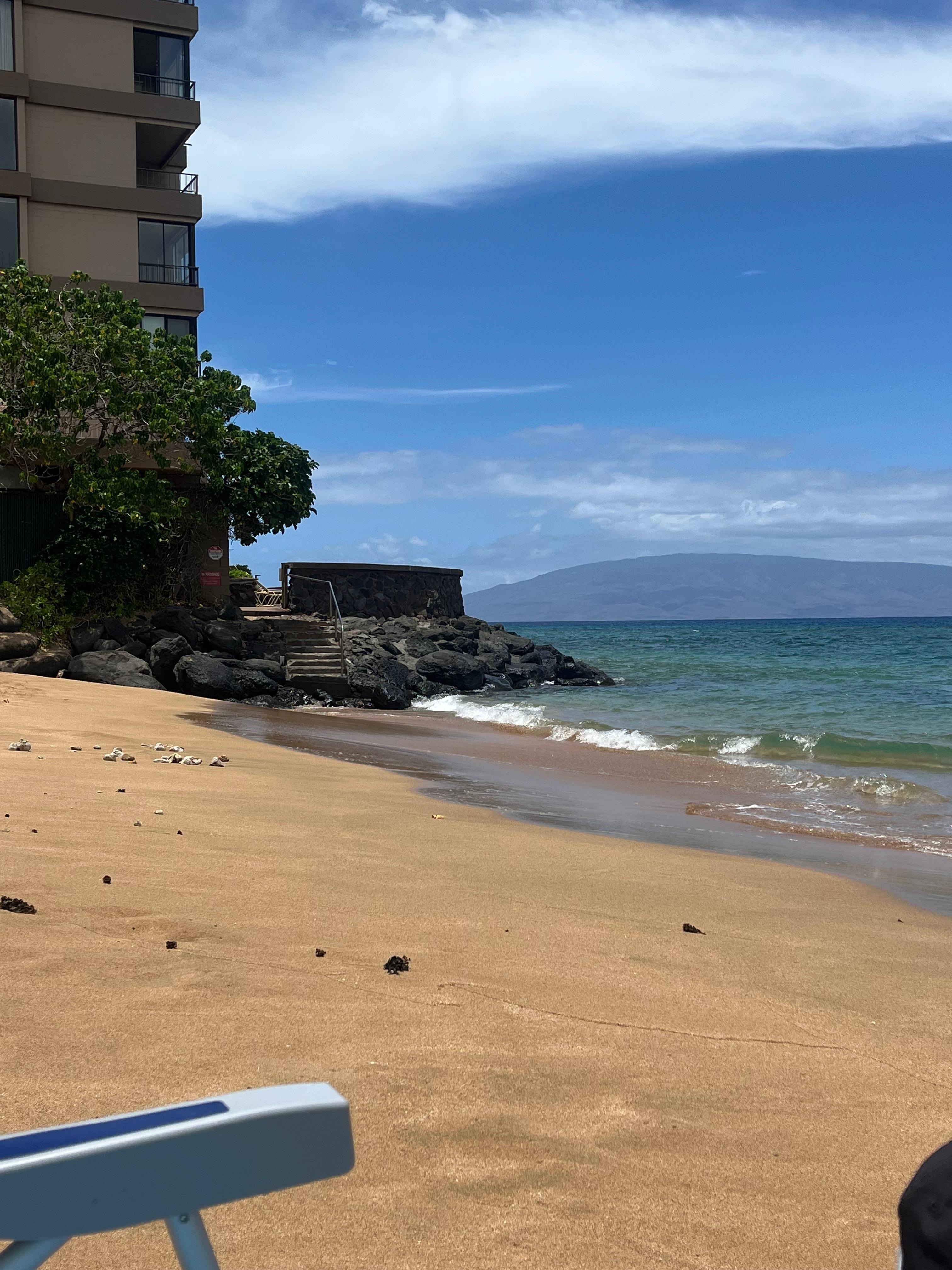 View of the steps to get back up to the place from the beach