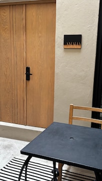 A sweet table outside our room for bringing food into eat. So many delicious restaurants nearby.