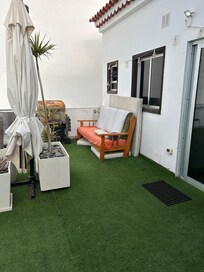 This is the outside sofa. Not as pictured when booking