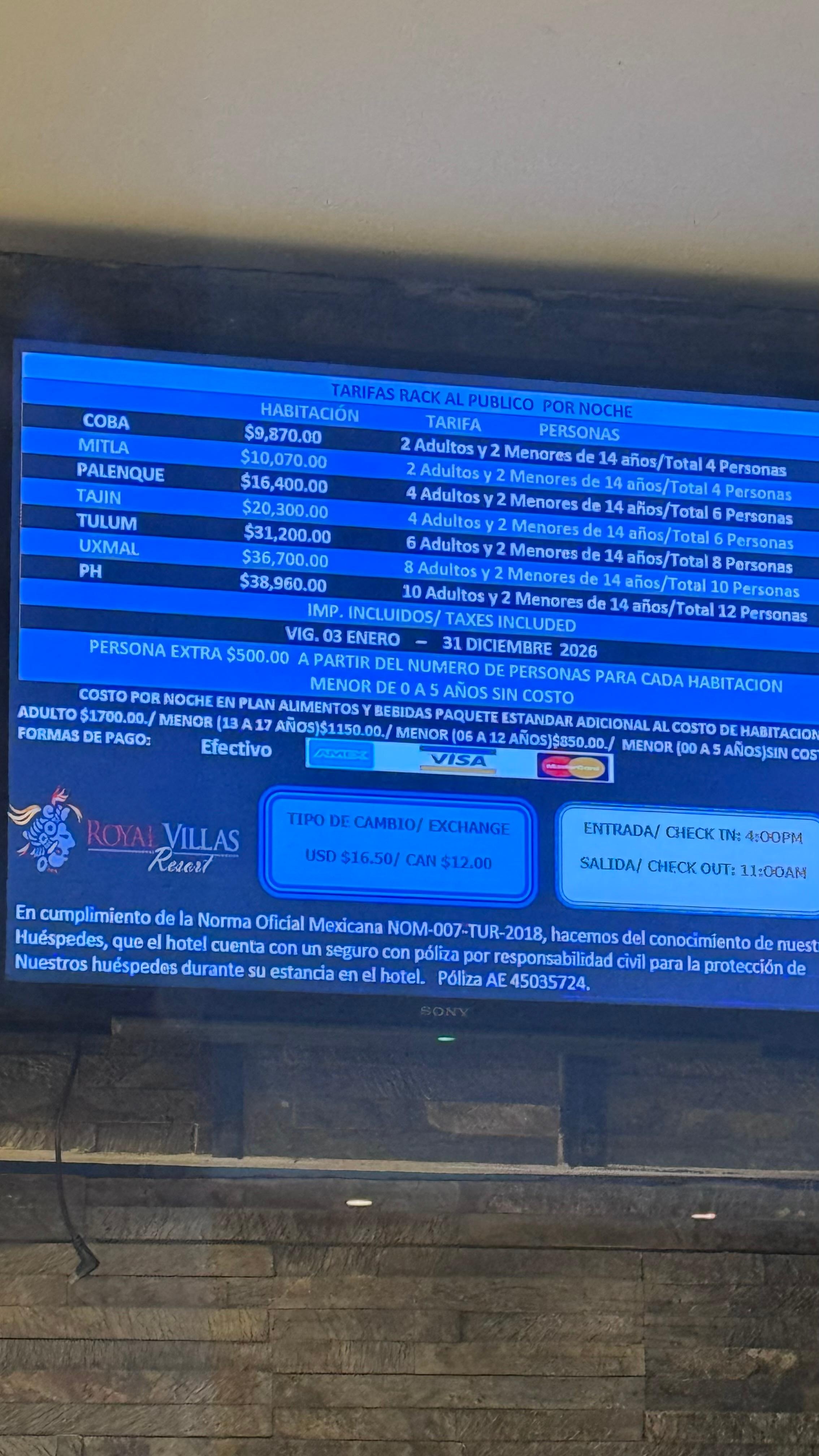 Los precios al publico este dia