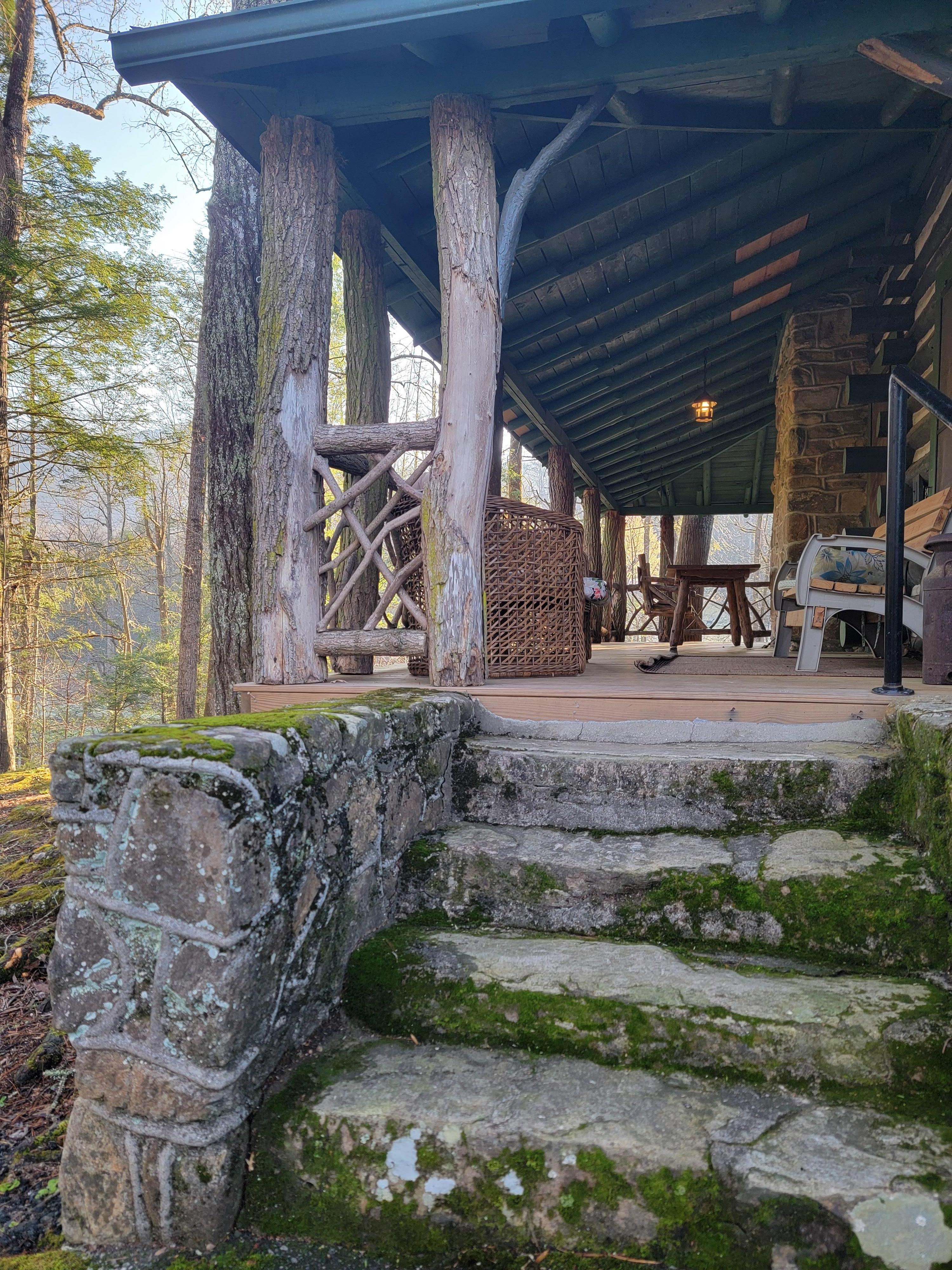 The gorgeous steps and porch of the main house