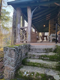 The gorgeous steps and porch of the main house