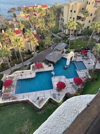View of pool from the balcony.