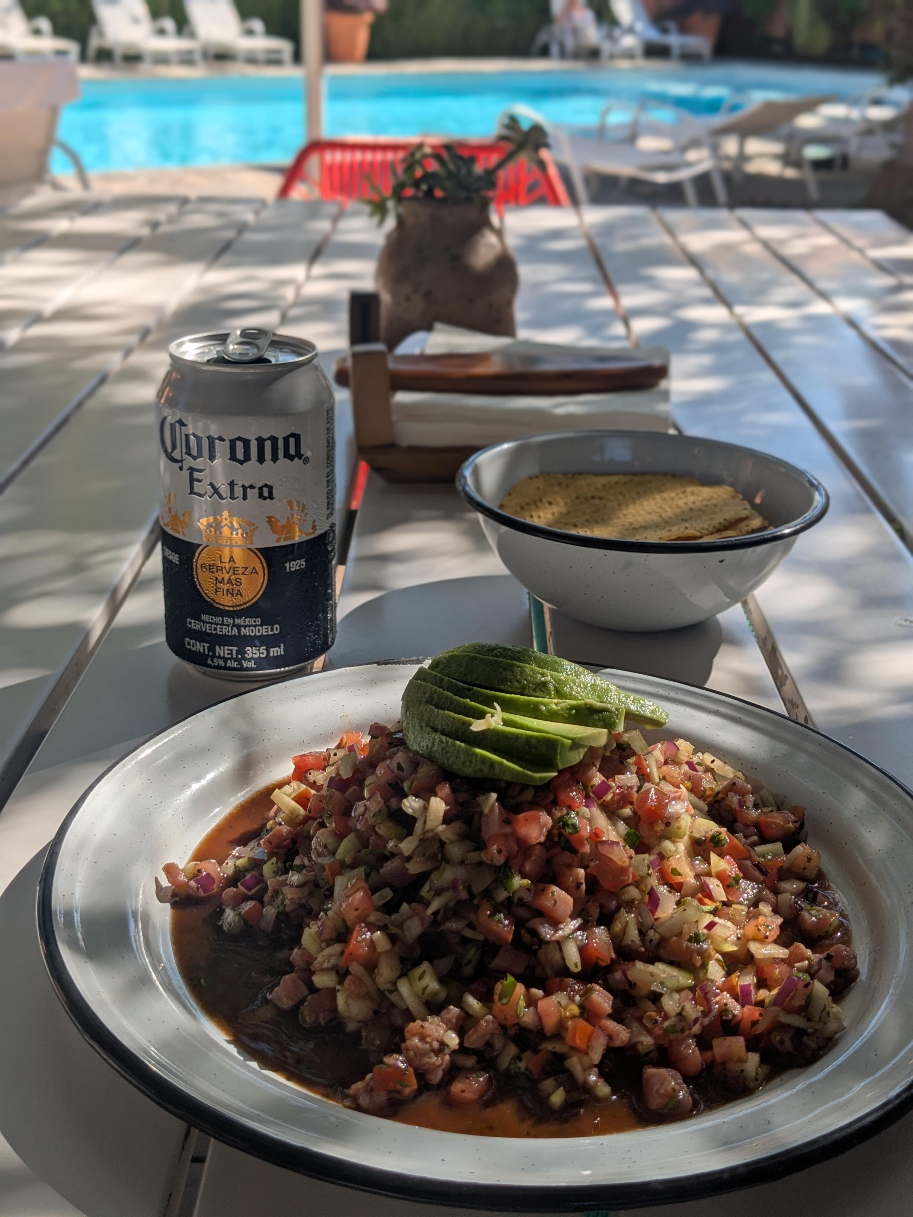 Ceviche and a Corona upon arrival