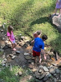 The grandkids loved stream stomping, but not the mosquitoes