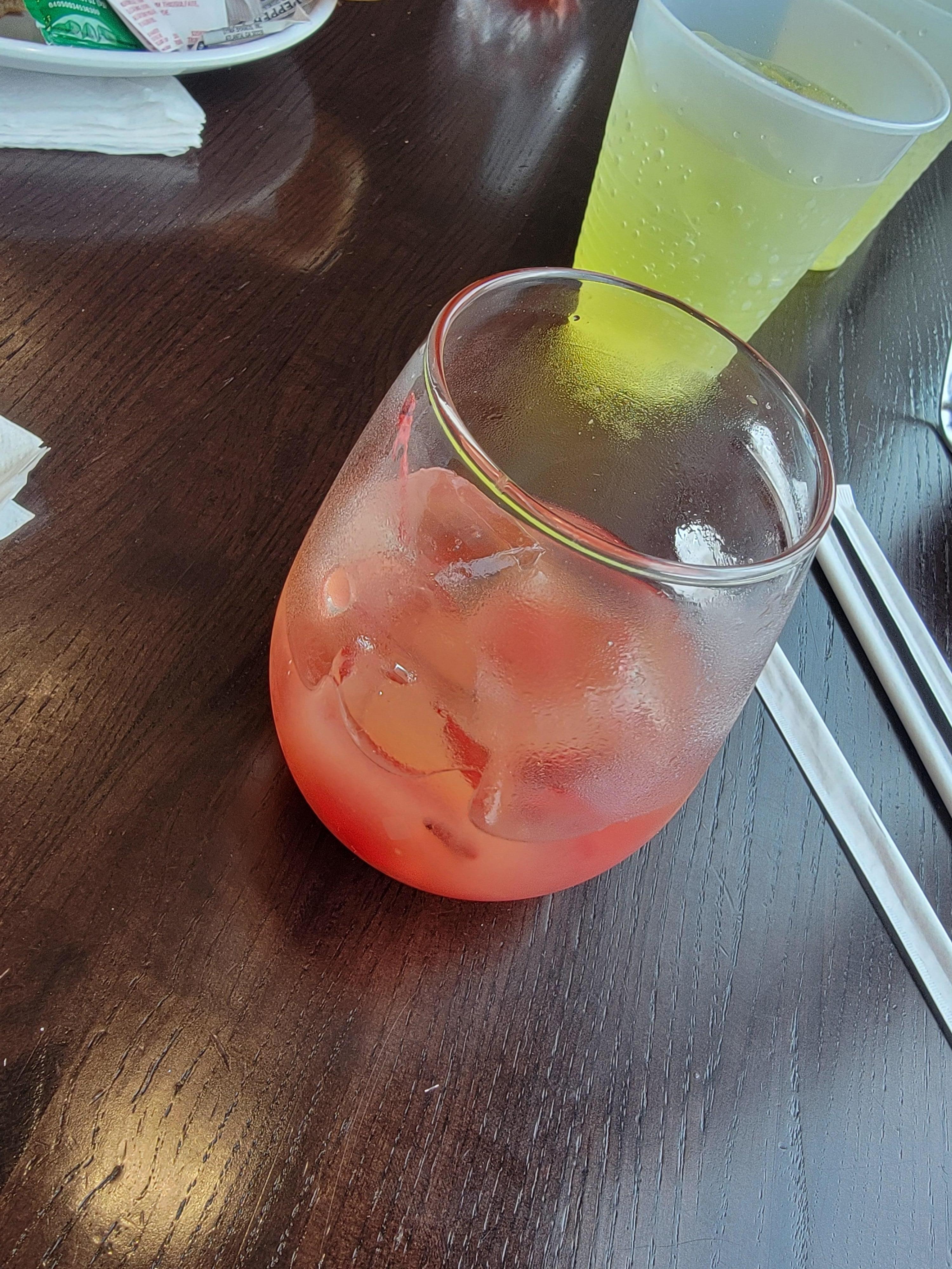 A mostly gone tequila sunrise I had with dinner.