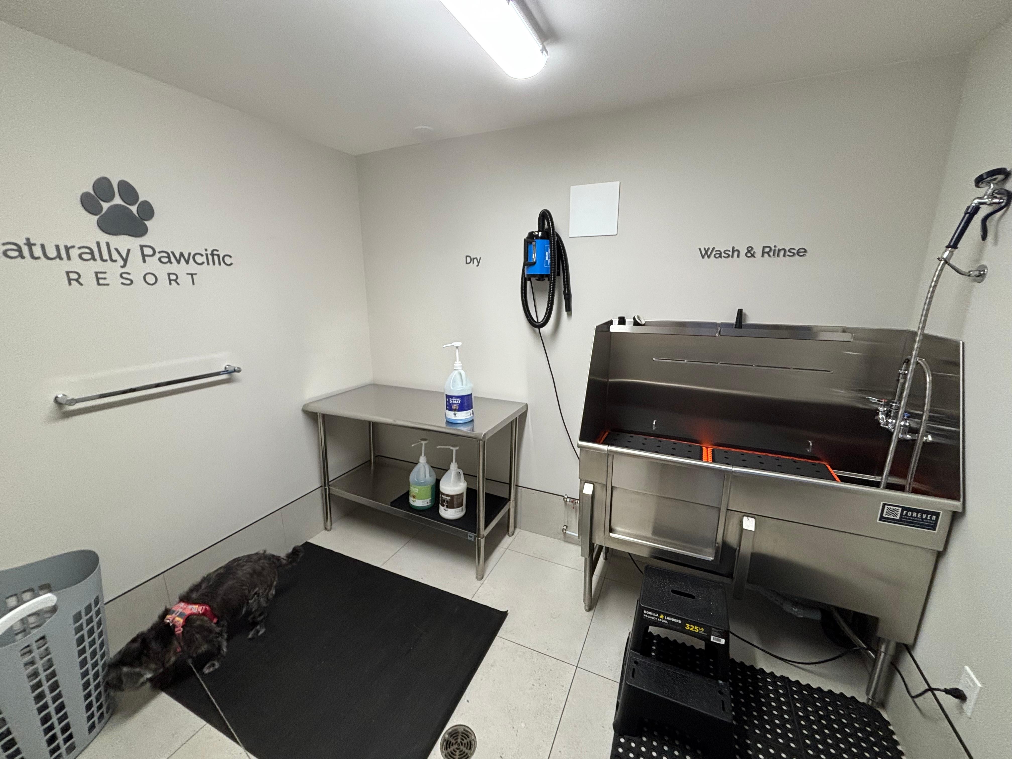 2 self serve dog wash stations on sight with blow dryer and shampoo/conditioner option. 