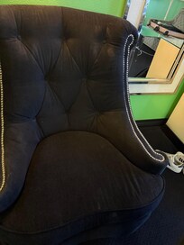 poop stains on the chair and other bodily fluids on backrest