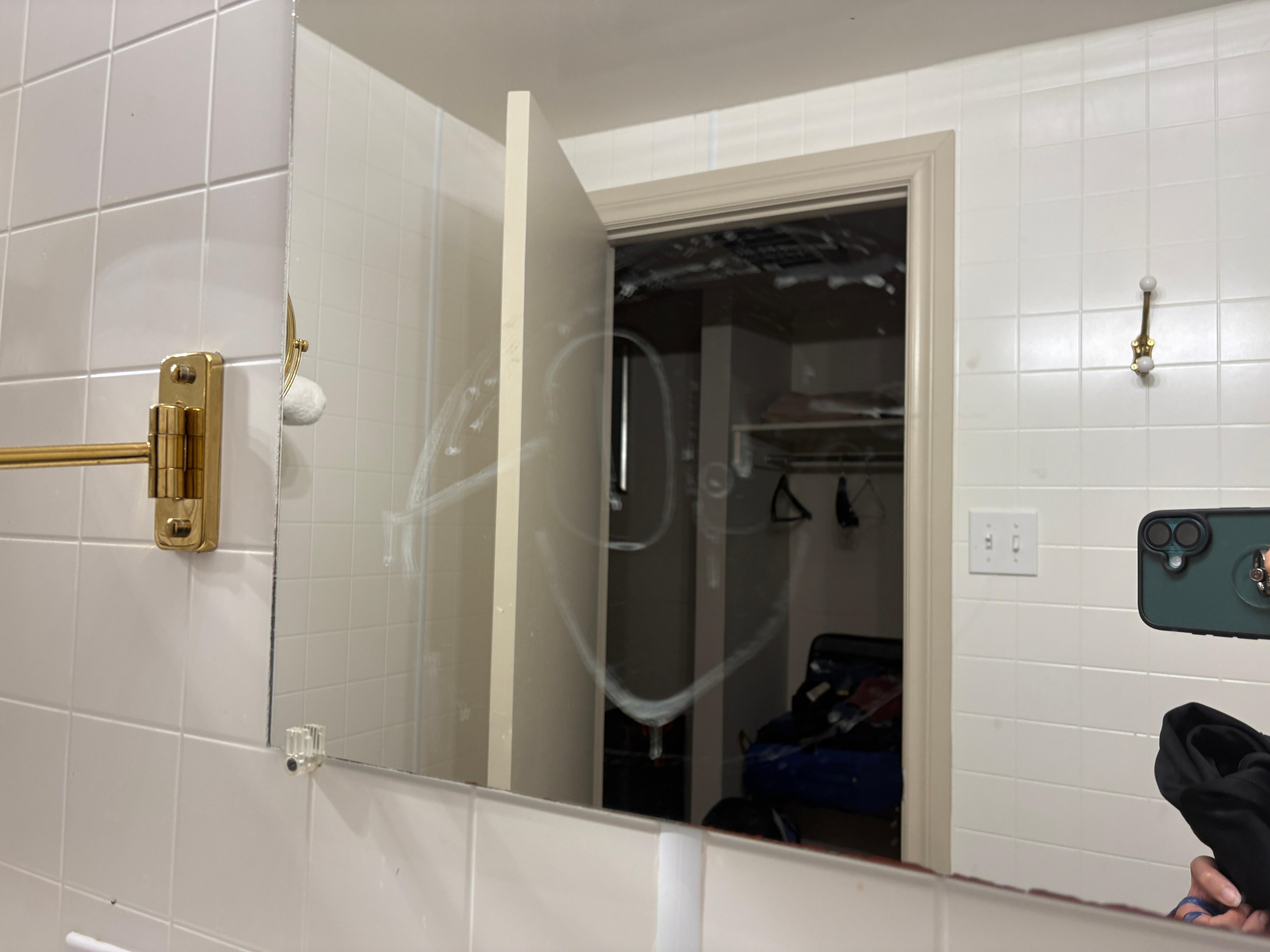 Happy face on mirror not cleaned off