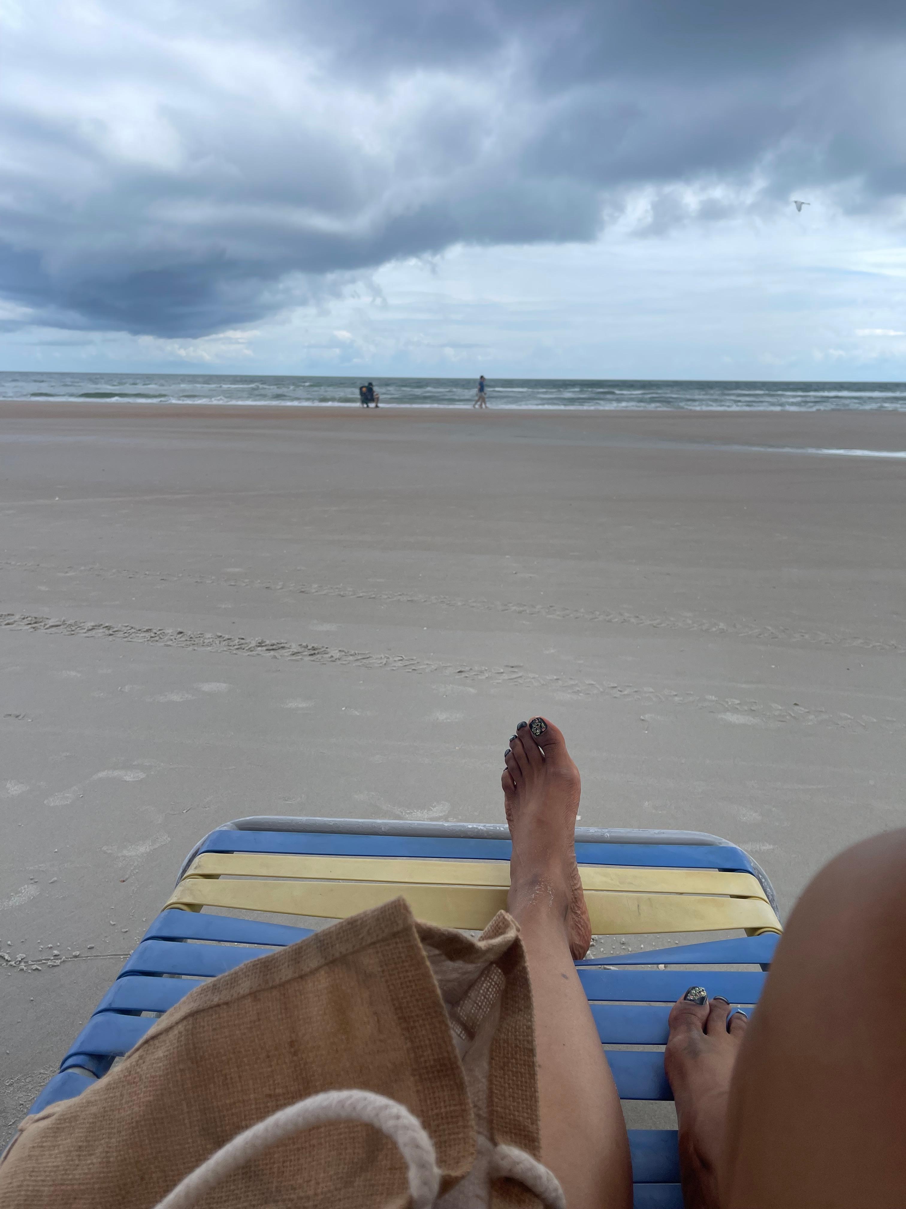 At the beach relaxing.