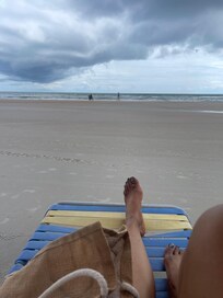 At the beach relaxing.