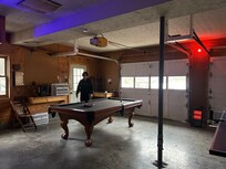 Pool, ping pong , bean bag toss in the garage