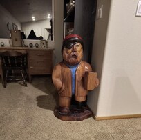 He's at the top of the steep stairs!