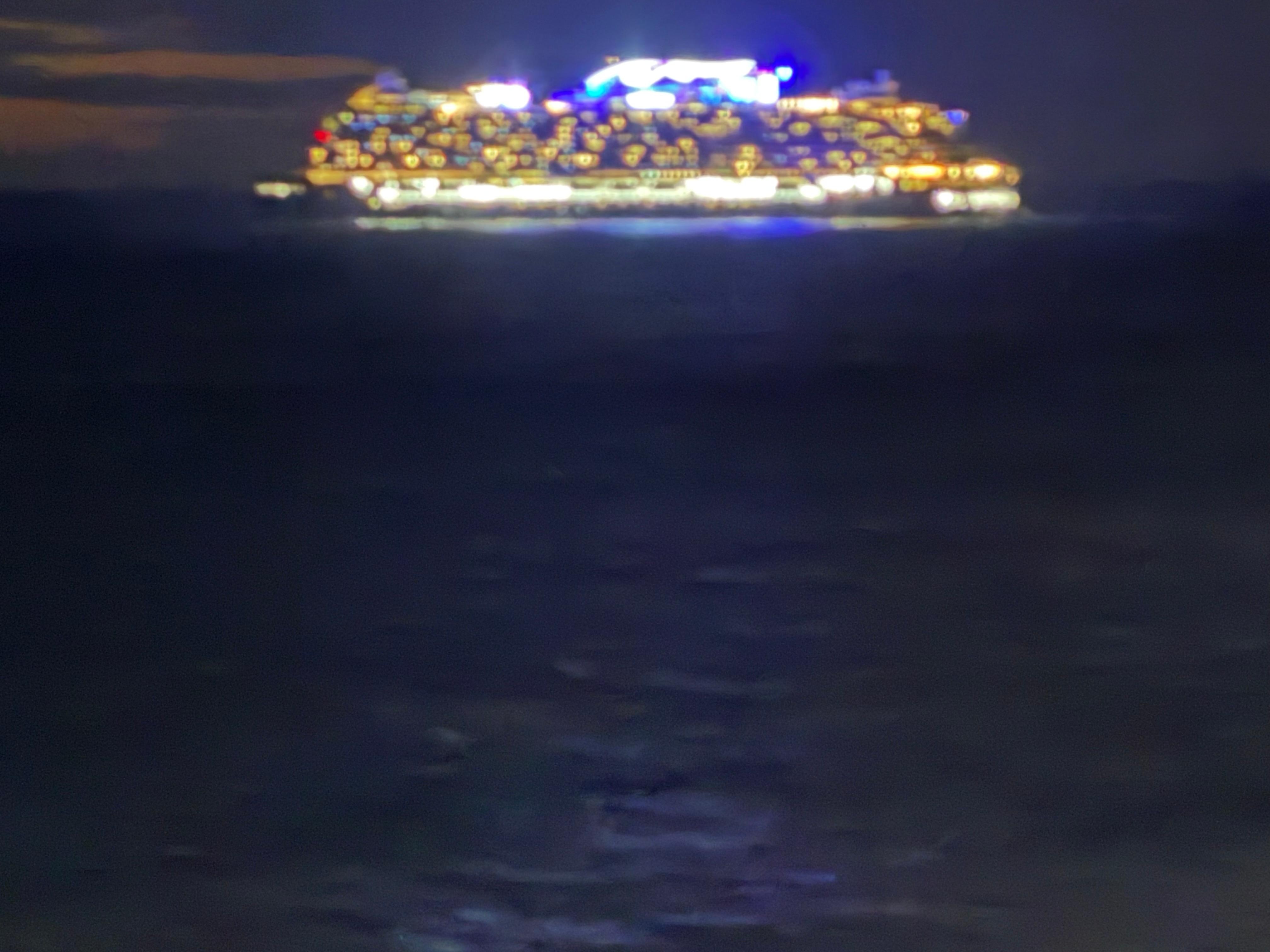 View from the patio most nights as the cruise ships leave.