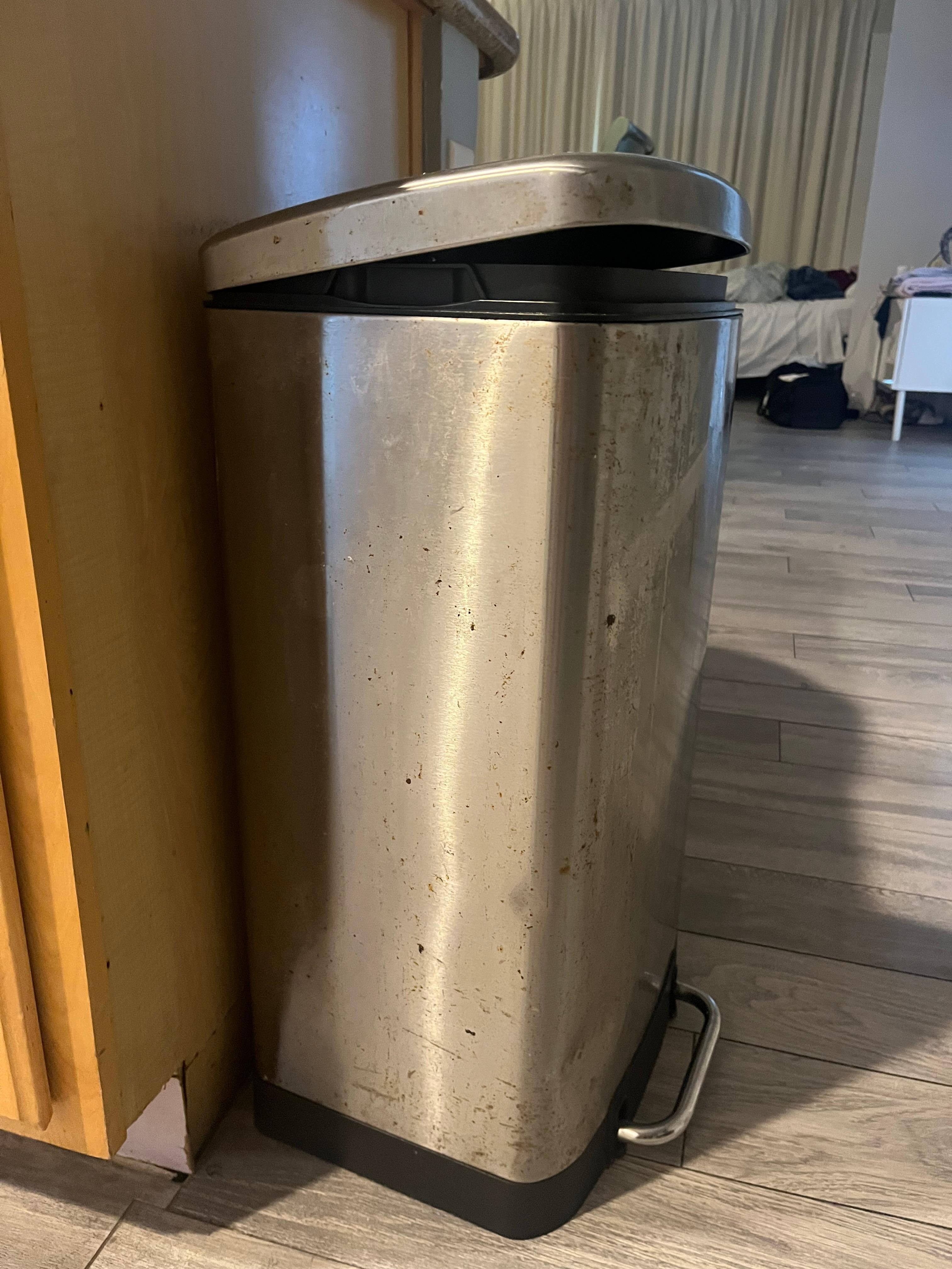 Dirty and rusty trash can