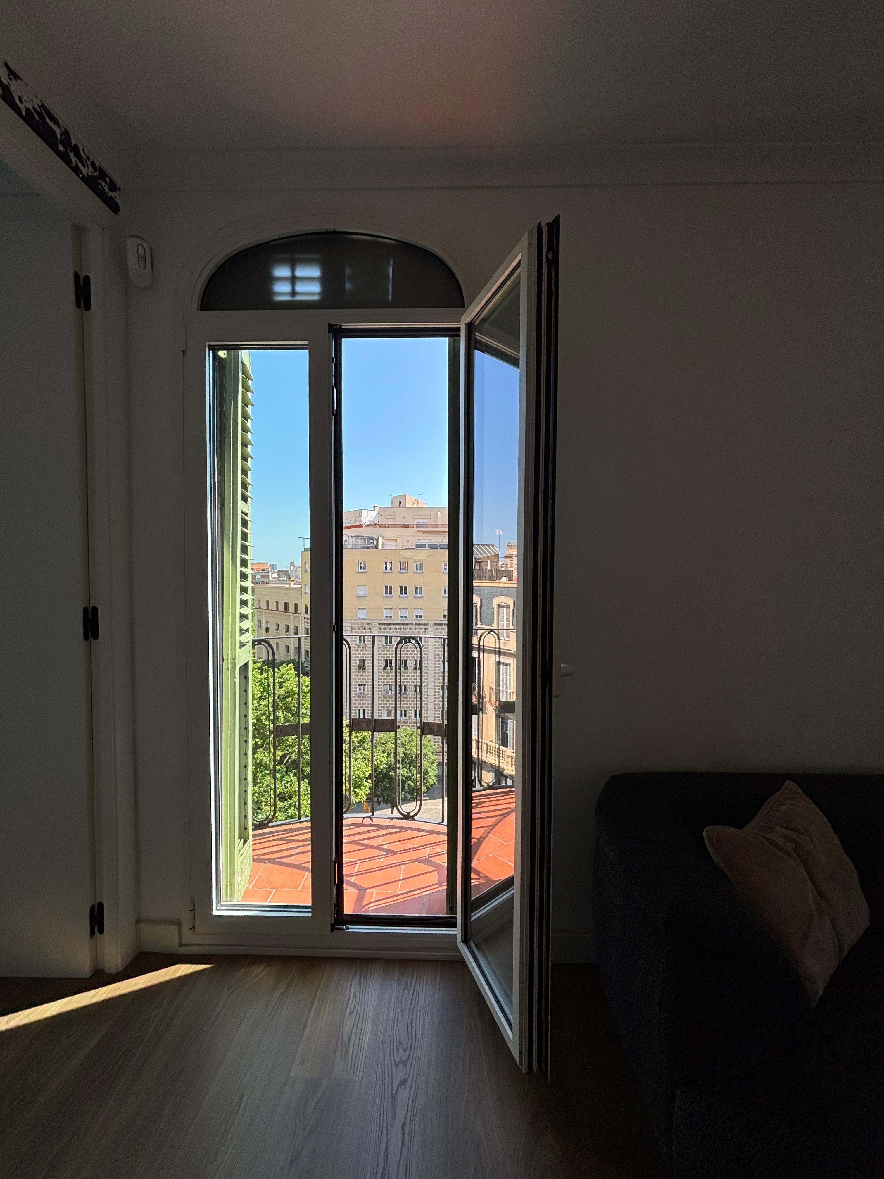 Beautiful floor to ceiling French doors opening to outside all over apartment