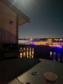 The moon light on the lake. Was beautiful.