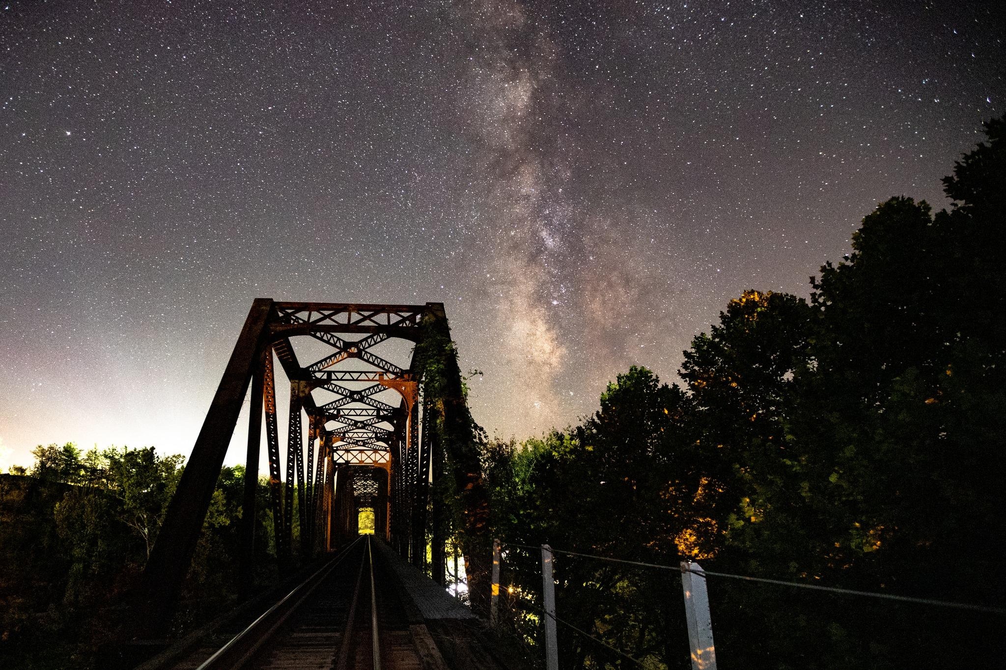 Picture I took of the Milky Way over railroad trestle behind the house.