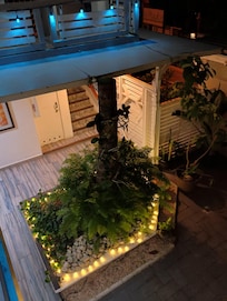 Inner courtyard at night.