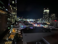 View from the room at night.