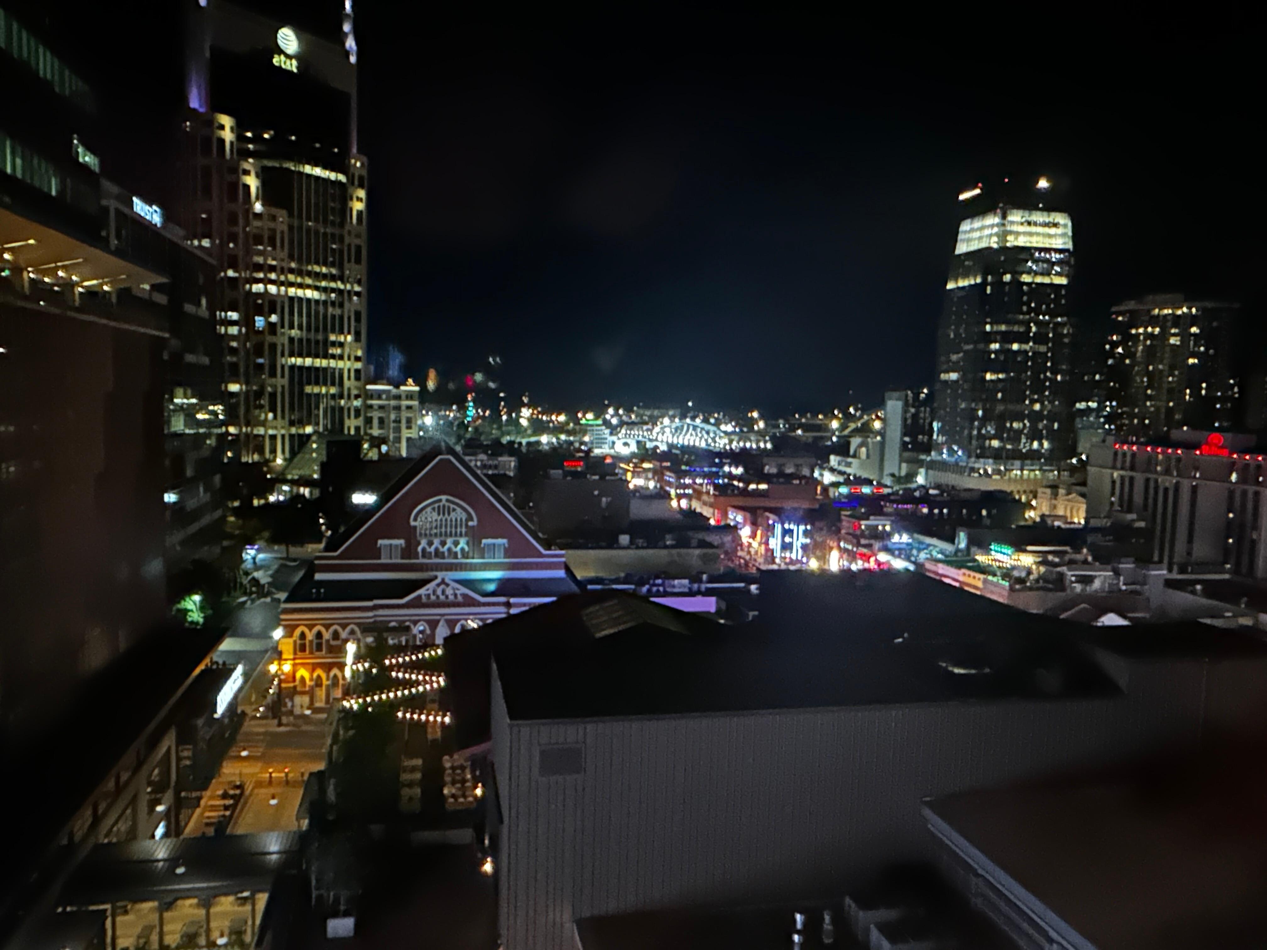 View from the room at night. 