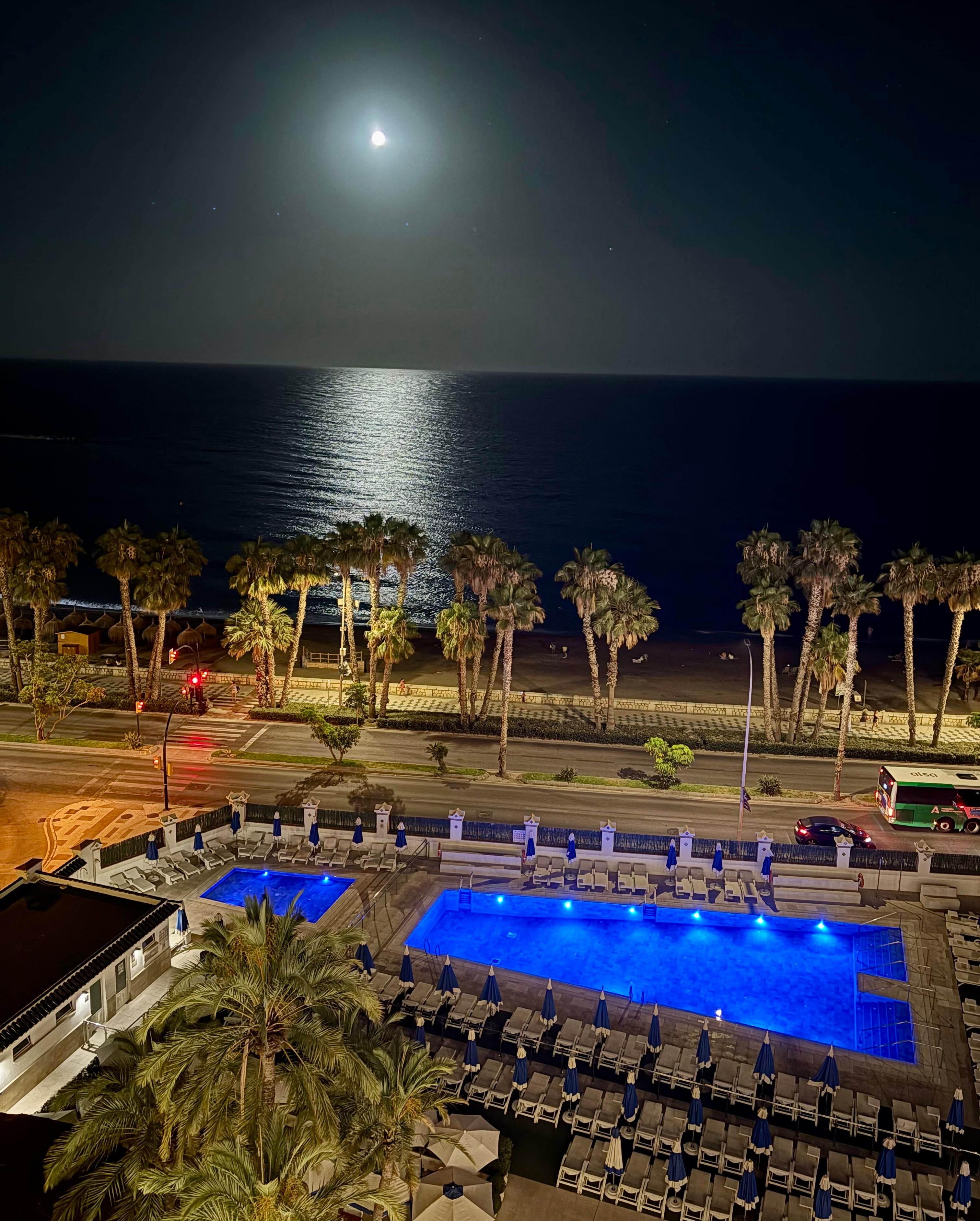 Hotel’s roof top bar. Amazing evening view. 