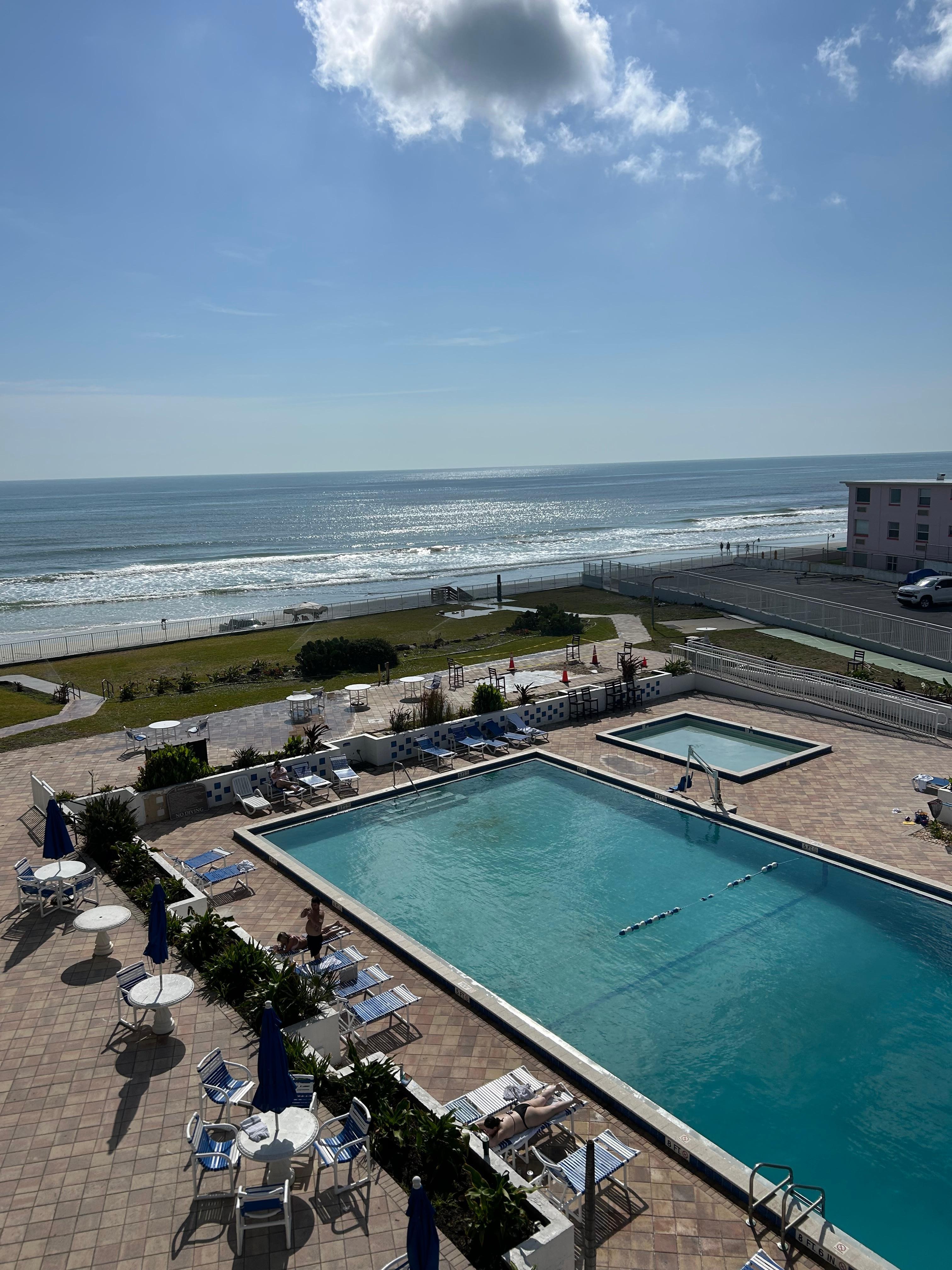 Hotel pool, view from 4th floor balcony