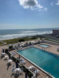 Hotel pool, view from 4th floor balcony