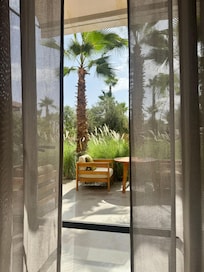 Blick vom Restaurant ins Freie