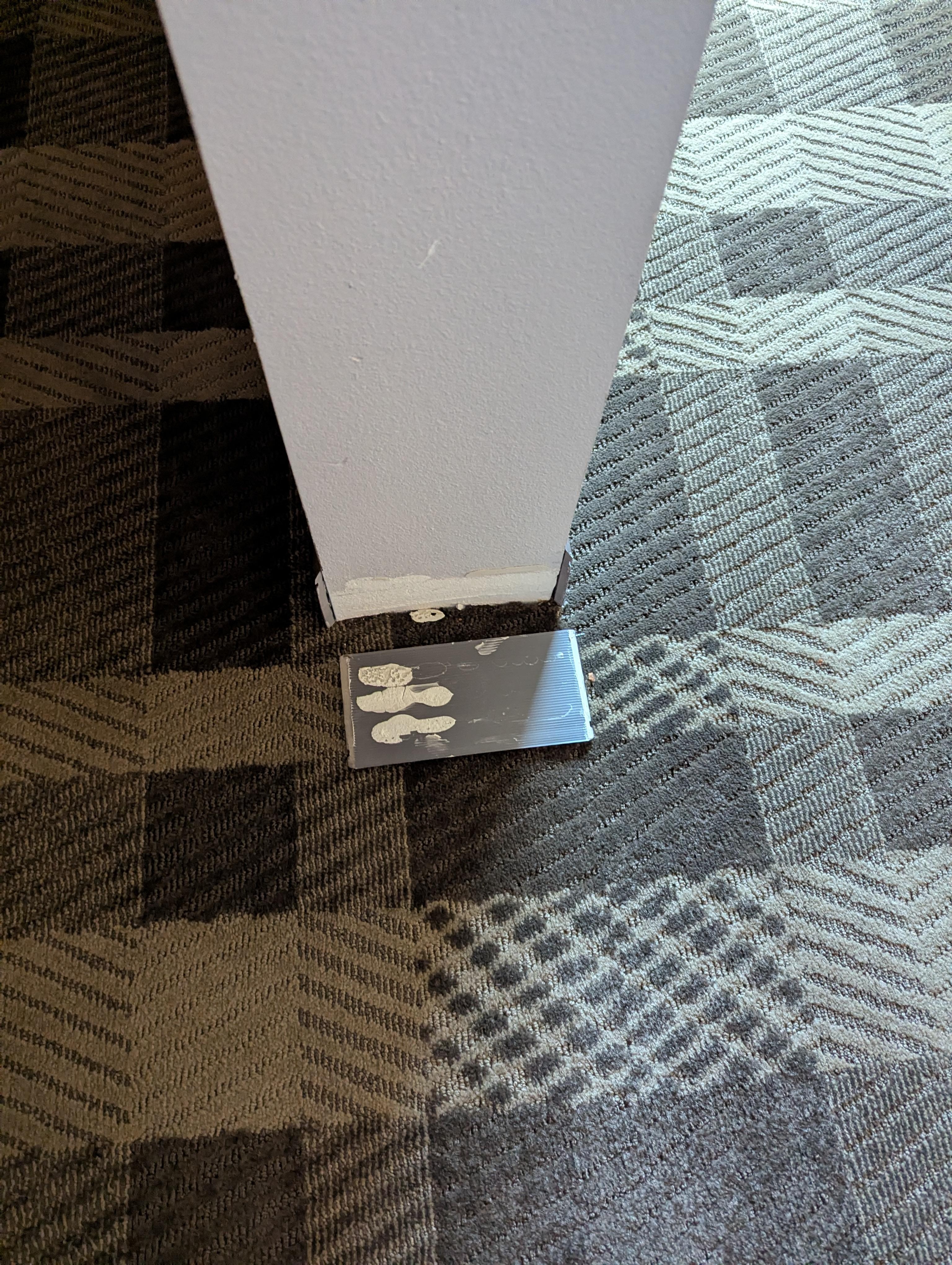 Cove base fell off during the night, I tripped over it in the dark at night while going to the restroom, almost injured