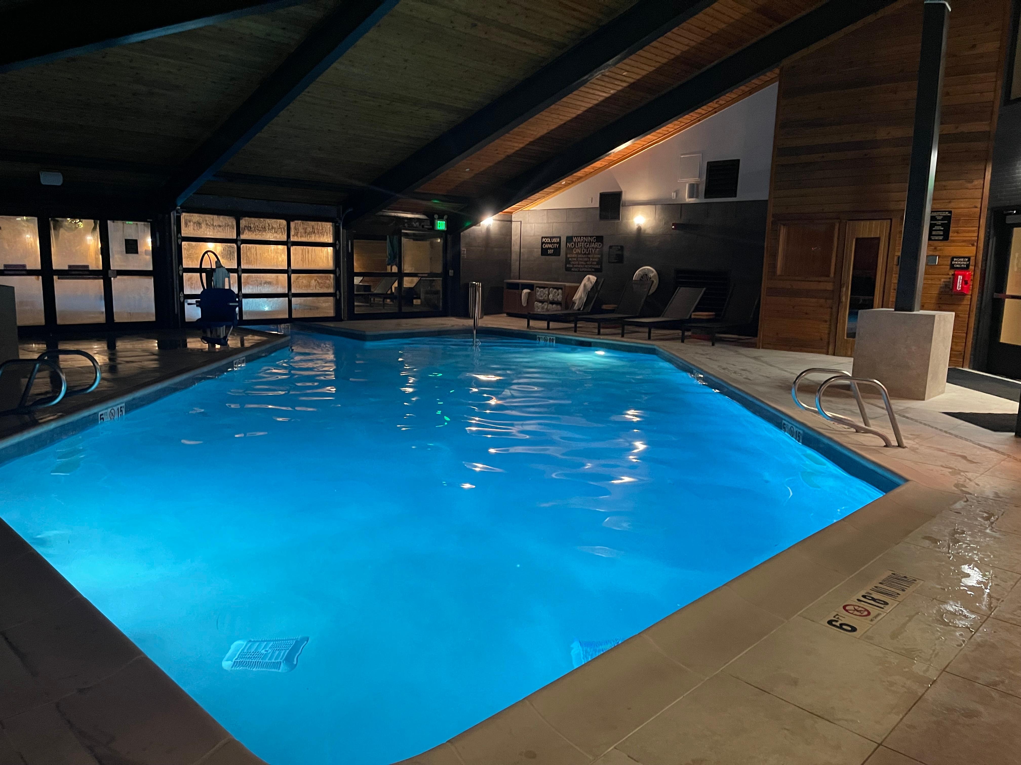 Indoor / outdoor pool and two hot tubs 