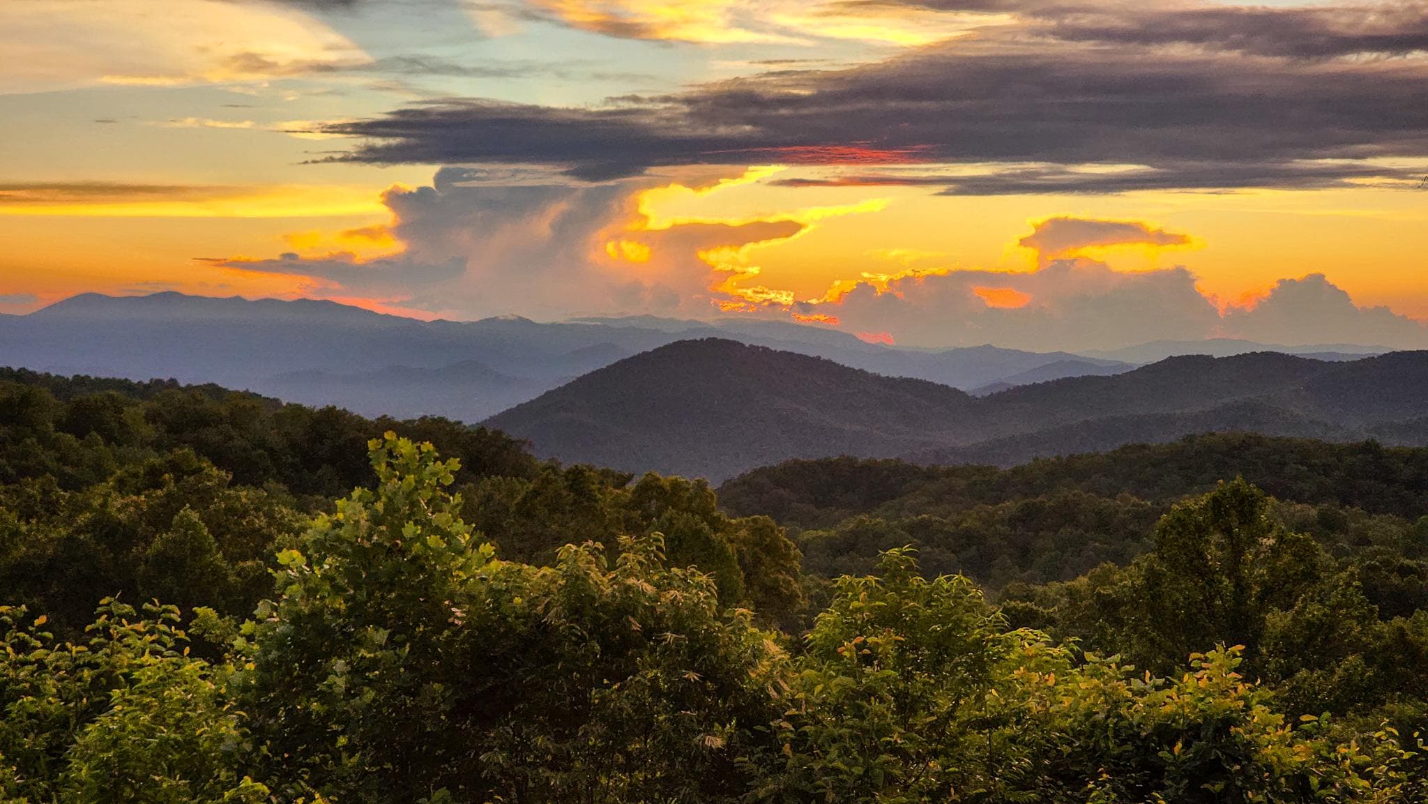 Sunset view from the back deck