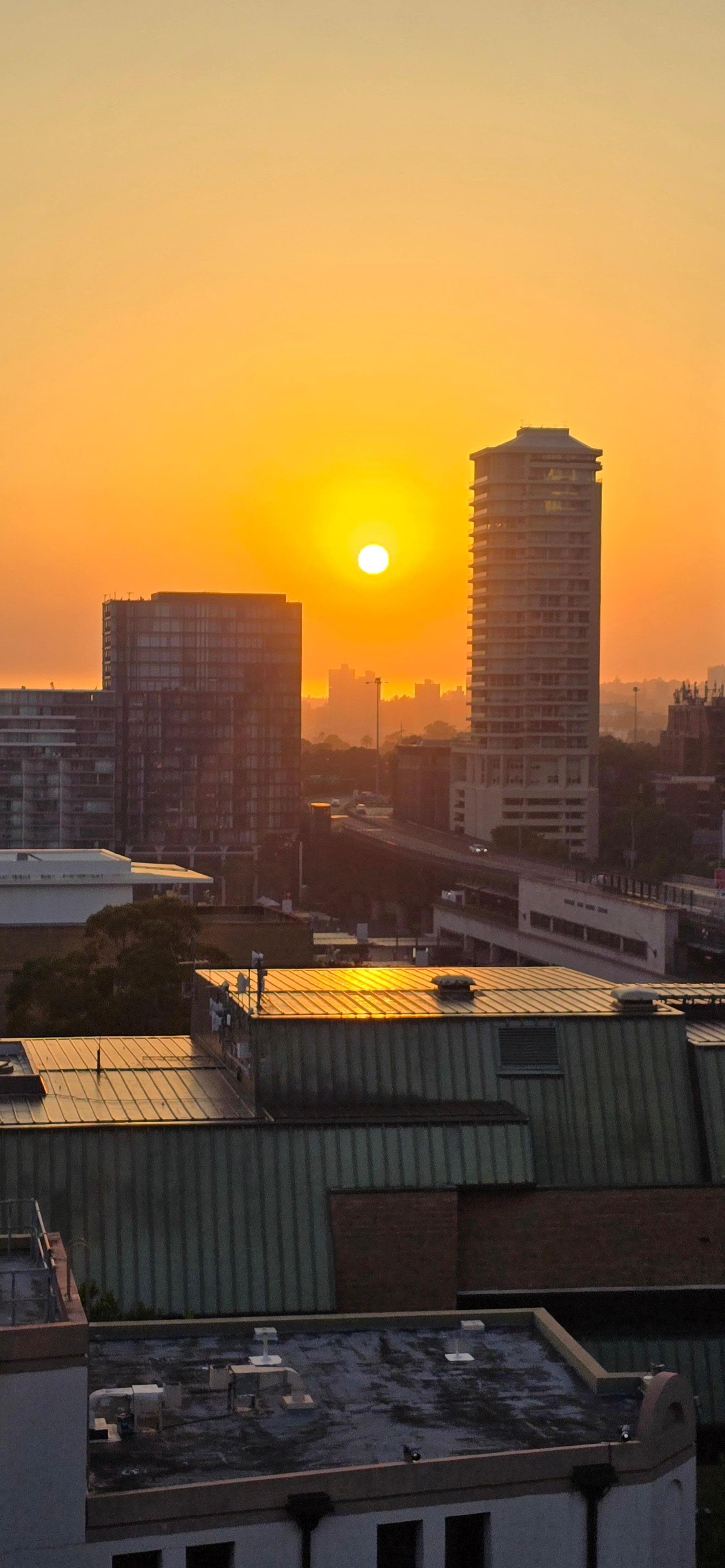 Sunrise at around 6am from the rooftop.
