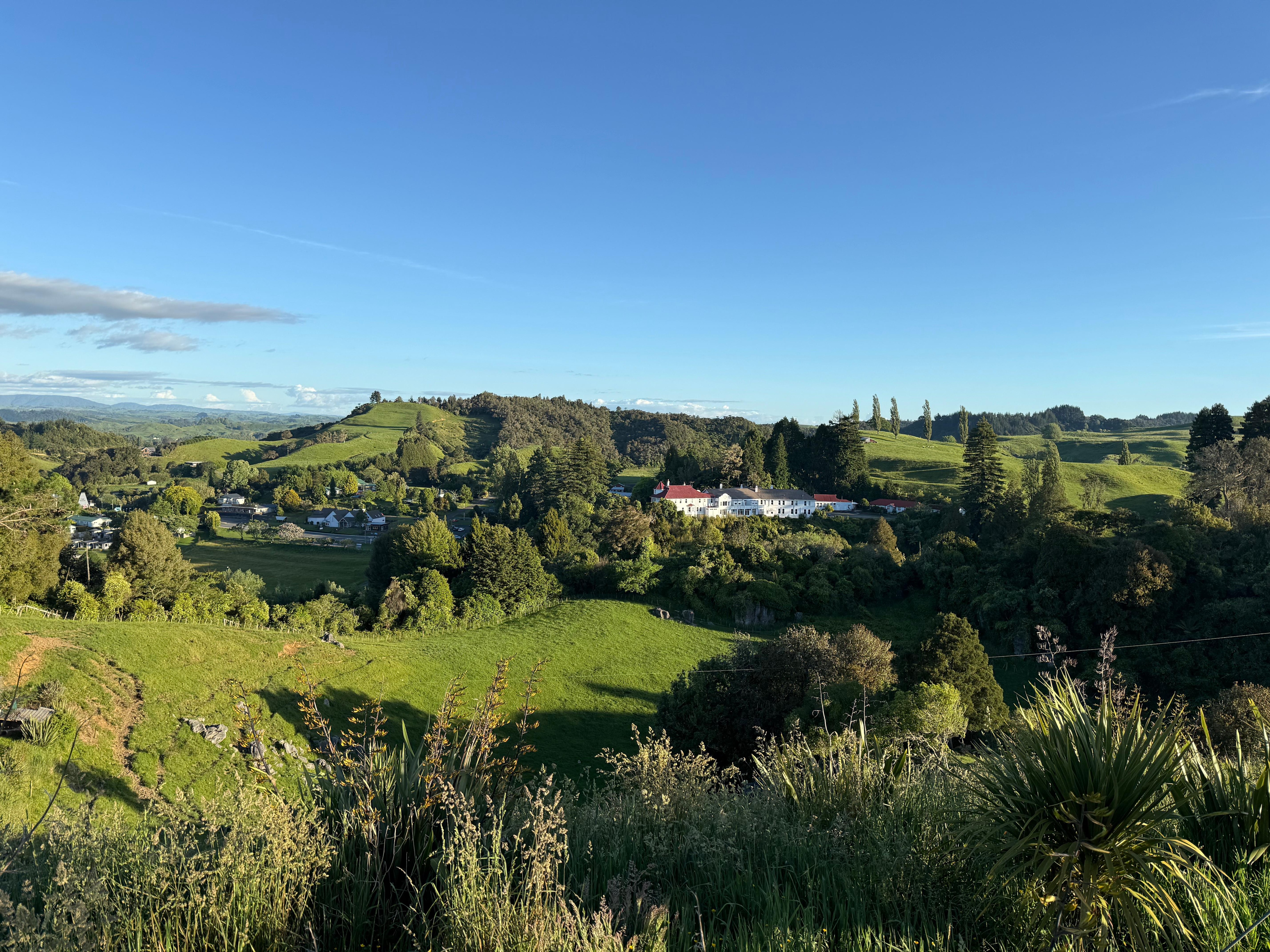 View from Waitomo walkway and the historic hotel next to Waitomo chalets. Beautiful area!