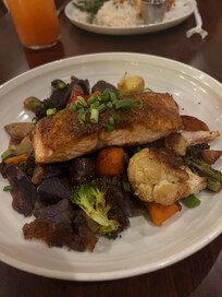 Blackened Salmon over Griled Vegetables